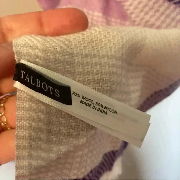 Talbots wool blend purple  plaid checkered scarf - Picture 2 of 3